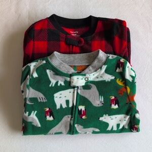 carter's 2-pack winter fleece zipper footie sleeper pajamas bundle 12 months